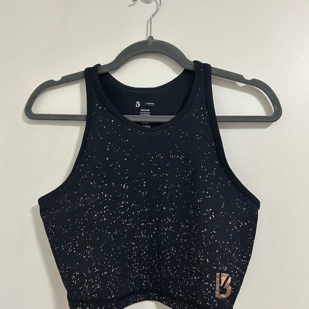 Buff Bunny Black and Gold Sports Bra Tank Top Size Medium